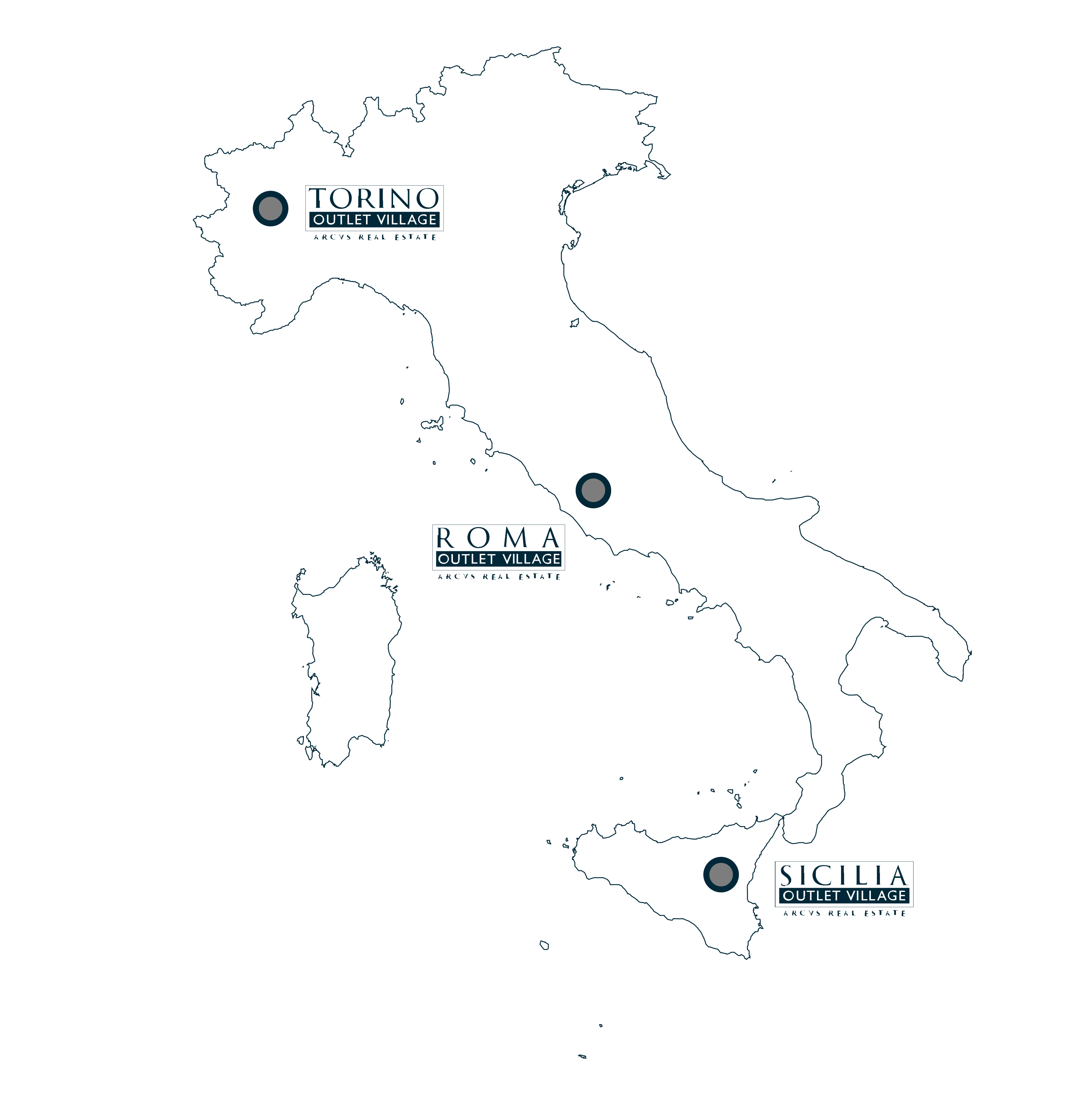 Italy map with Roma Outlet Village location